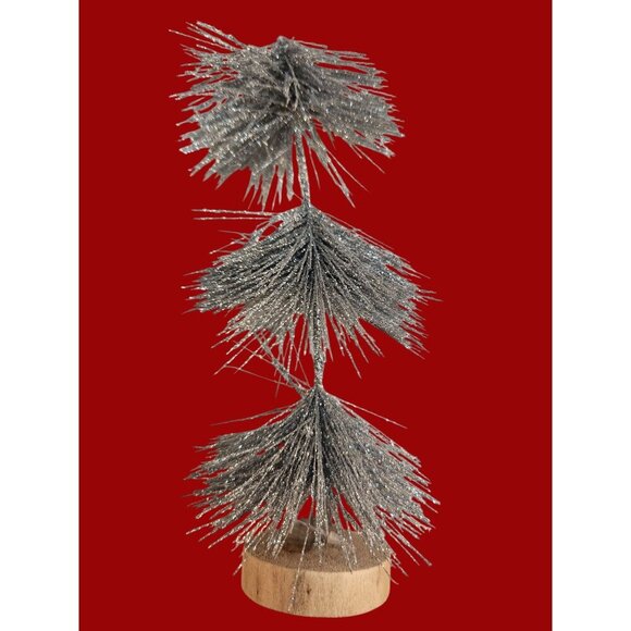 Glitter Bottle Brush Christmas Tree Set Decorative Holiday Decor 3 Pcs 6-9 Inch - Picture 4 of 10